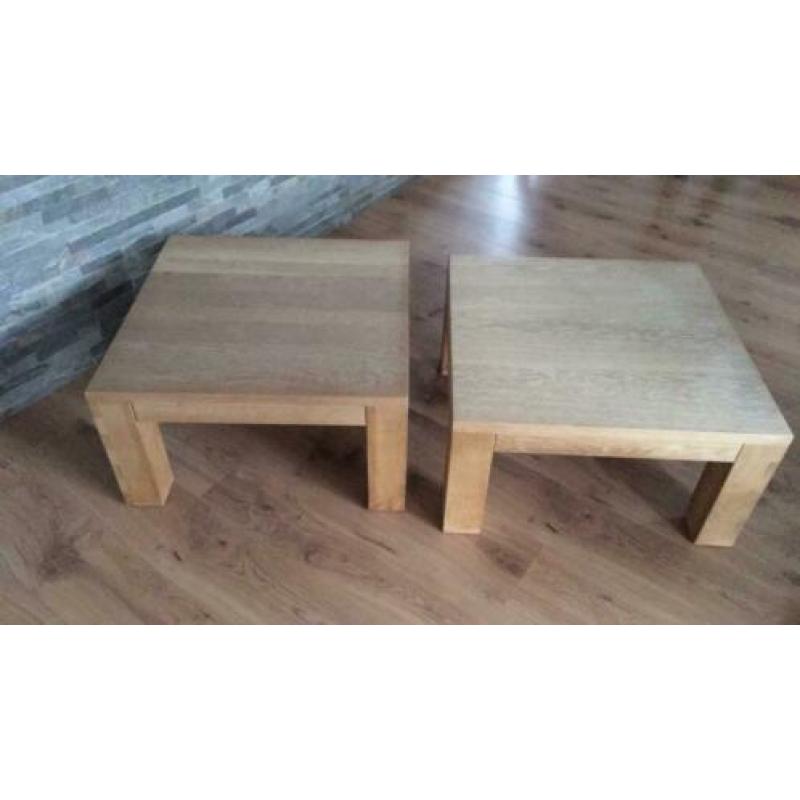 Eiken eettafel en 2 salontafels