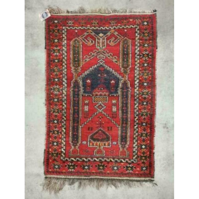 Handgeknoopt Afghaans nomaden tapijt wol tempel 85x126cm