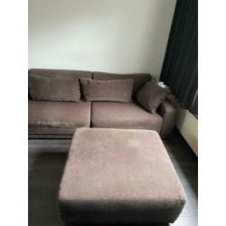 Zeer grote heerlijke lounge hoekbank! Met hocker!3.40mtr
