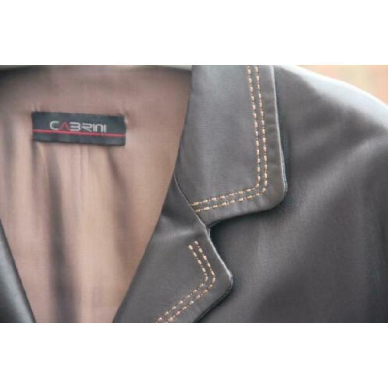 Dames winterjas | bruin leder | maat 40 / 42