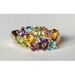 9 karaat gouden ring amethyst etc maat 18 1/4