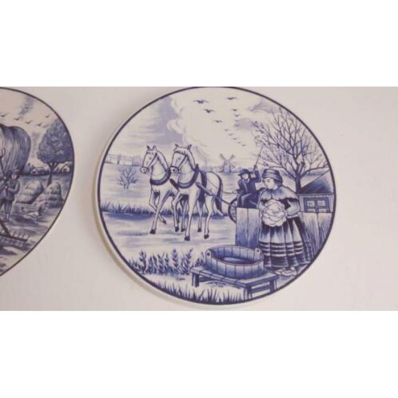 Wandborden, sierborden, Delfts blauw, Schwabap, Ironstone