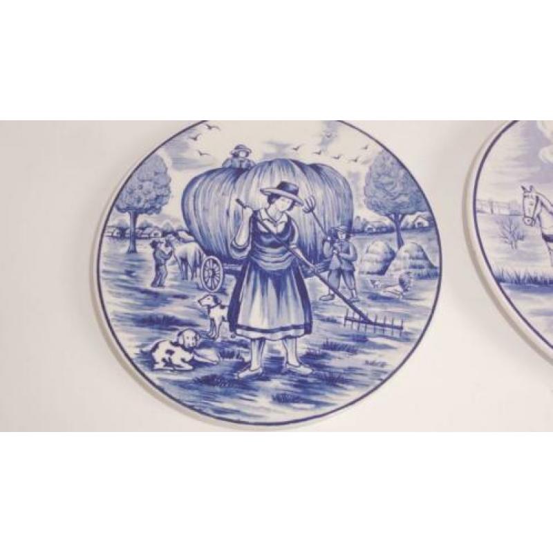 Wandborden, sierborden, Delfts blauw, Schwabap, Ironstone