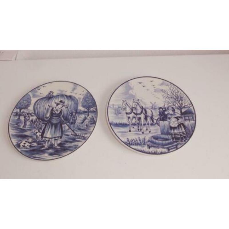 Wandborden, sierborden, Delfts blauw, Schwabap, Ironstone
