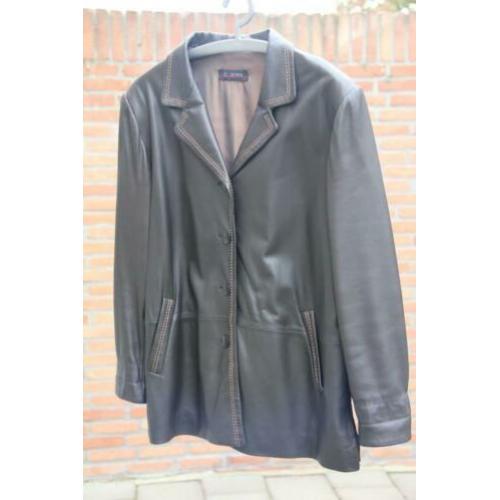 Dames winterjas | bruin leder | maat 40 / 42