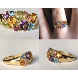 9 karaat gouden ring amethyst etc maat 18 1/4