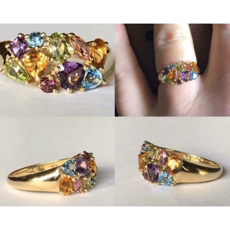9 karaat gouden ring amethyst etc maat 18 1/4