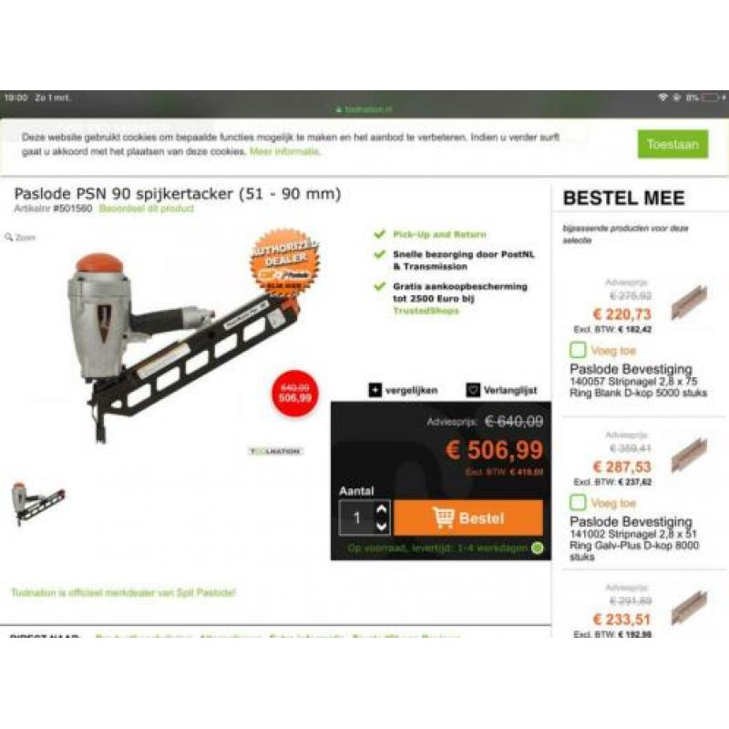Paslode psn 90 + doos spijkers