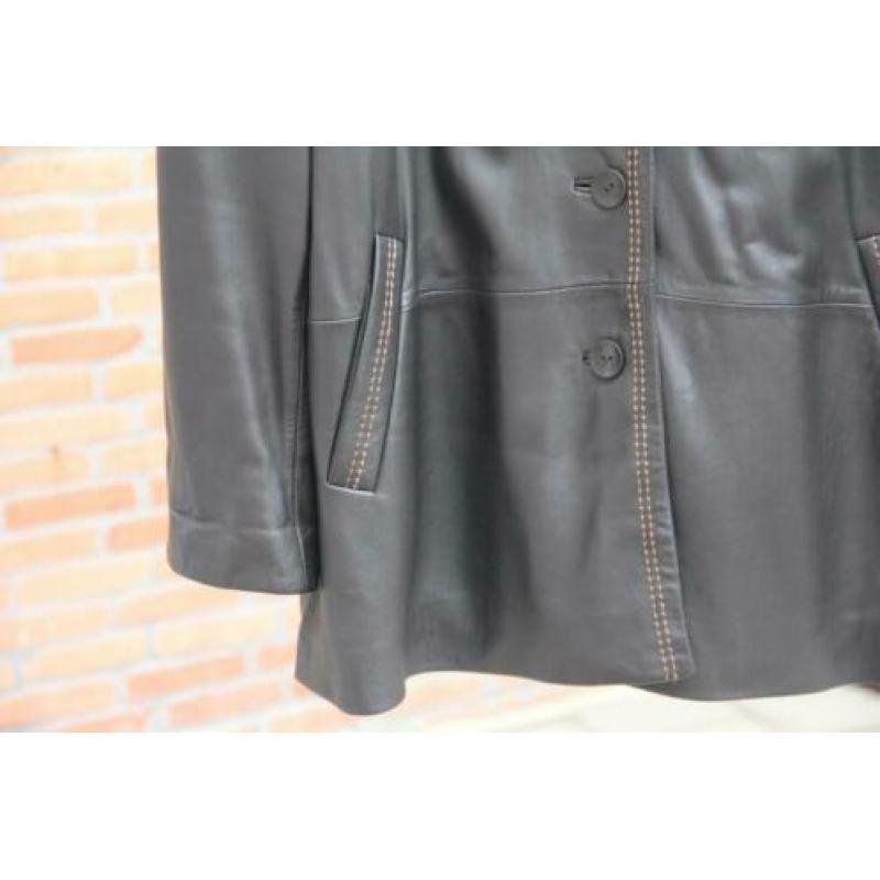 Dames winterjas | bruin leder | maat 40 / 42