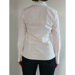 Witte blouse dames met rouches aan kraag