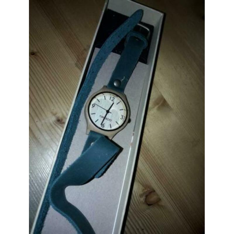 BAMBOE HORLOGE met leren bandje
