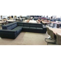nr436 modern zwart leder design hoekbank