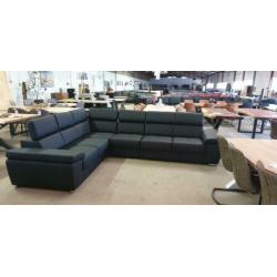nr436 modern zwart leder design hoekbank