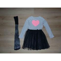 Mooie jurk maat 134 met glitter maillot
