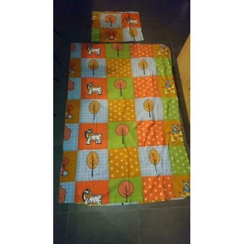 Oranje peuter/ kinderdekbedovertrek van flanel, als nieuw!