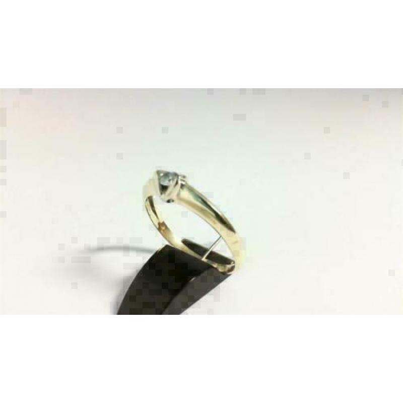 12277-2 18k Bicolor Gouden Damesring Zwevende Briljant