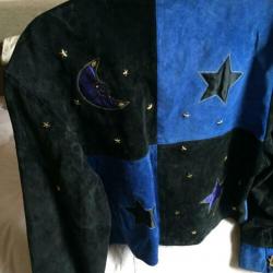 vintage jasje blauw zwart goud maan sterren maat M/ L