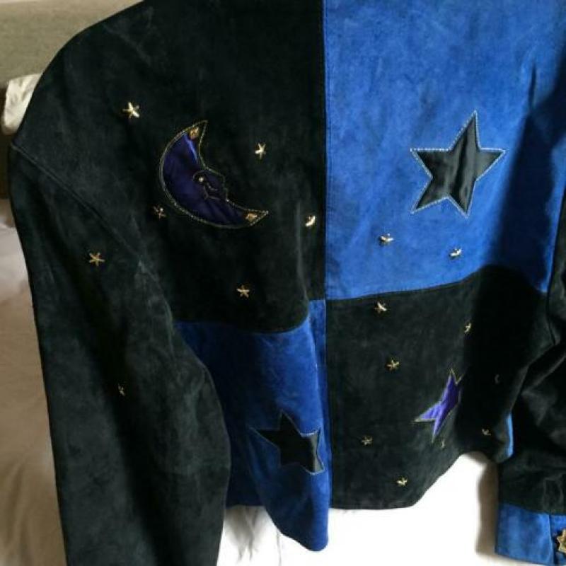 vintage jasje blauw zwart goud maan sterren maat M/ L