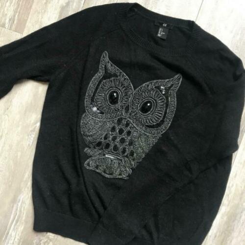 Trui zwart uil | H&M | Maat S (36)