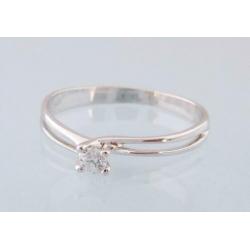 18 karaat Wit Gouden Solitair Ring grote 0.08 crt Briljant