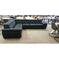 nr436 modern zwart leder design hoekbank