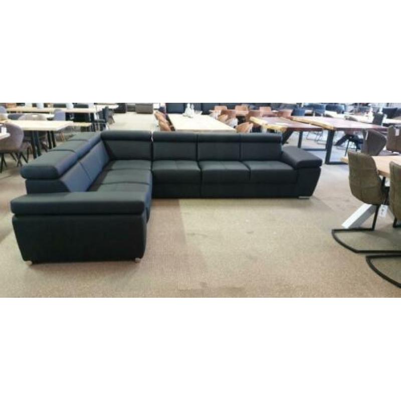 nr436 modern zwart leder design hoekbank