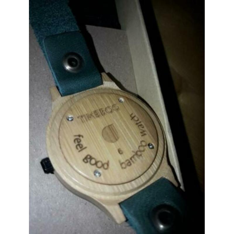 BAMBOE HORLOGE met leren bandje