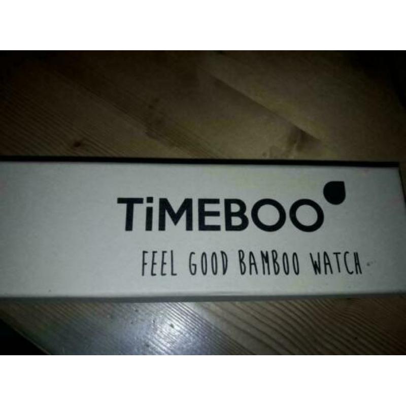 BAMBOE HORLOGE met leren bandje