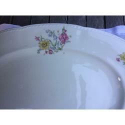 Brocante serveerschaal Ivory crèmekleurig met bloemdecor