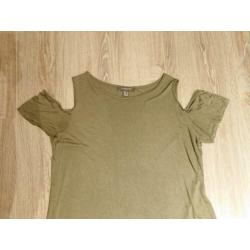 Dames cold shoulder top t-shirt maat 44 groen Primark