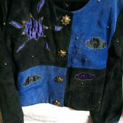 vintage jasje blauw zwart goud maan sterren maat M/ L