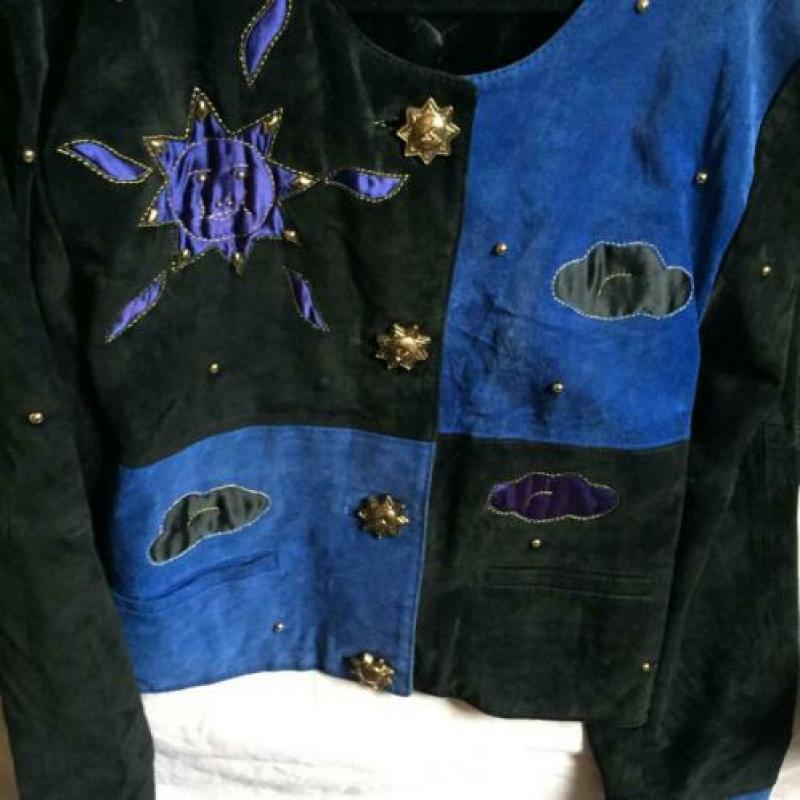vintage jasje blauw zwart goud maan sterren maat M/ L