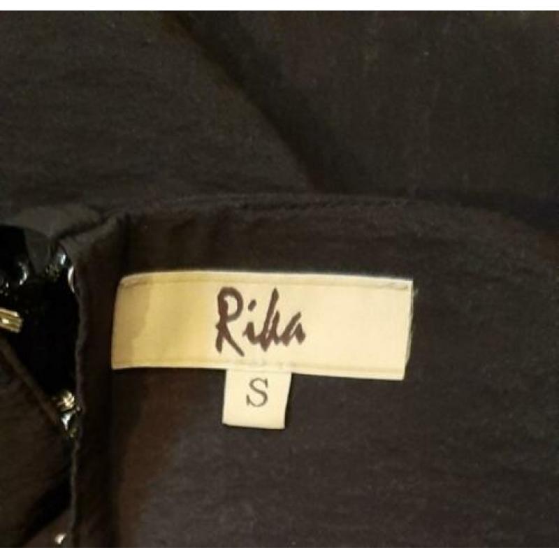 RIKA wijdvallende rok zwart met riem S