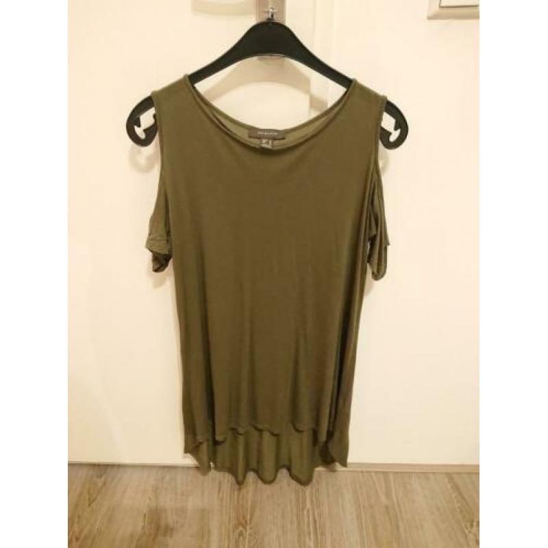 Dames cold shoulder top t-shirt maat 44 groen Primark
