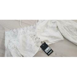 nieuw + kaartje sexy ibiza boho broderie kant top veters l