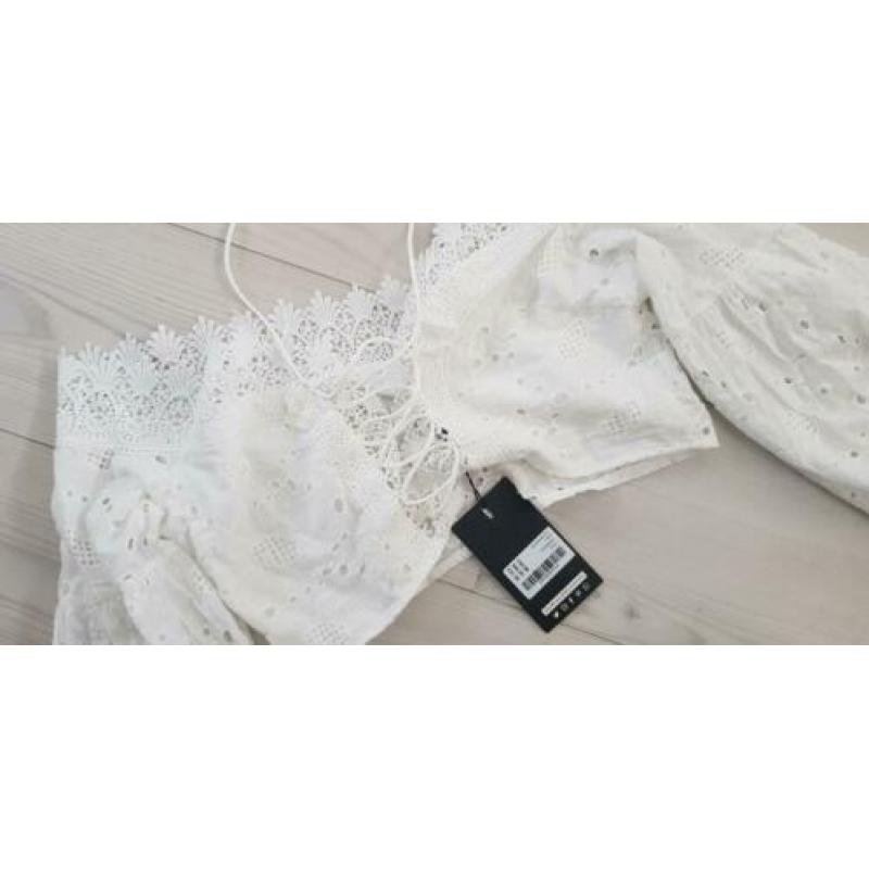 nieuw + kaartje sexy ibiza boho broderie kant top veters l