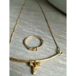 ?? Prachtige 18 krt gouden ketting met ring