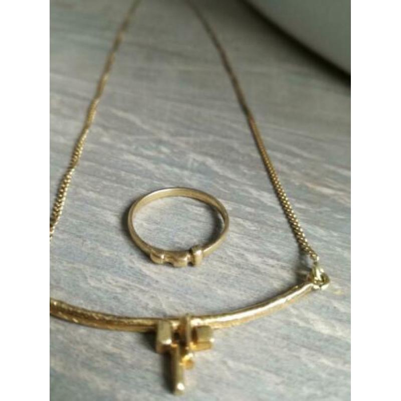 ?? Prachtige 18 krt gouden ketting met ring