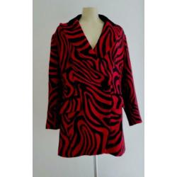 Vintage rood jasje met zwart dessin (Paris)