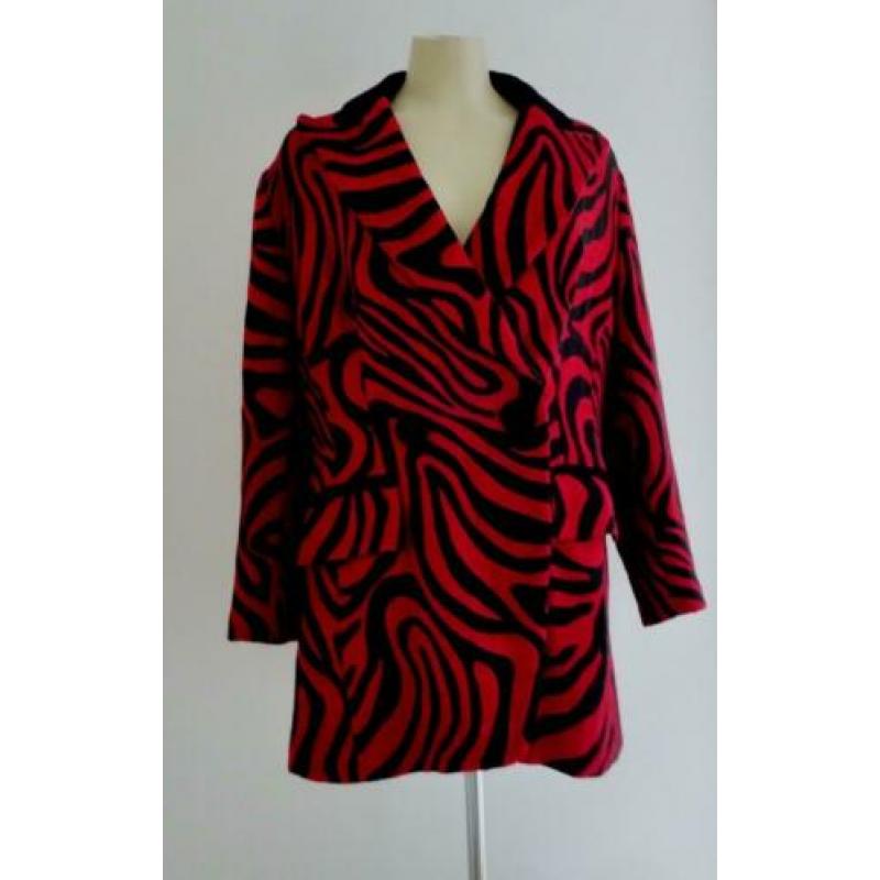 Vintage rood jasje met zwart dessin (Paris)