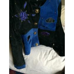 vintage jasje blauw zwart goud maan sterren maat M/ L