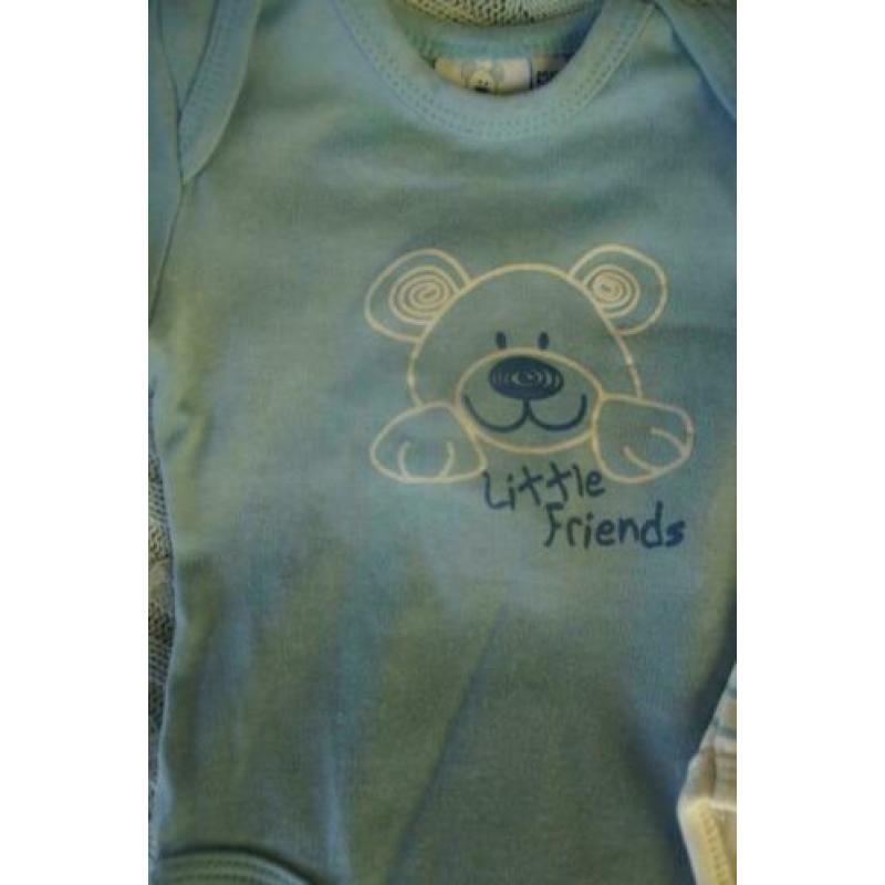 2 baby wear blauw en wit rompertjes met korte mouw maat 62