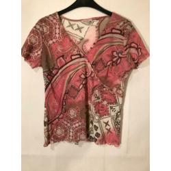 Y3 Miara Roze Bruin Top S Korte Mouw V-hals Zilver Gesculpt