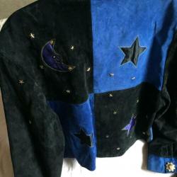 vintage jasje blauw zwart goud maan sterren maat M/ L