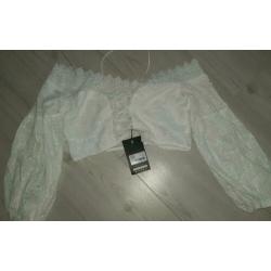 nieuw + kaartje sexy ibiza boho broderie kant top veters l