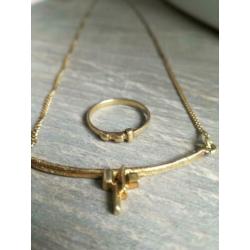 ?? Prachtige 18 krt gouden ketting met ring