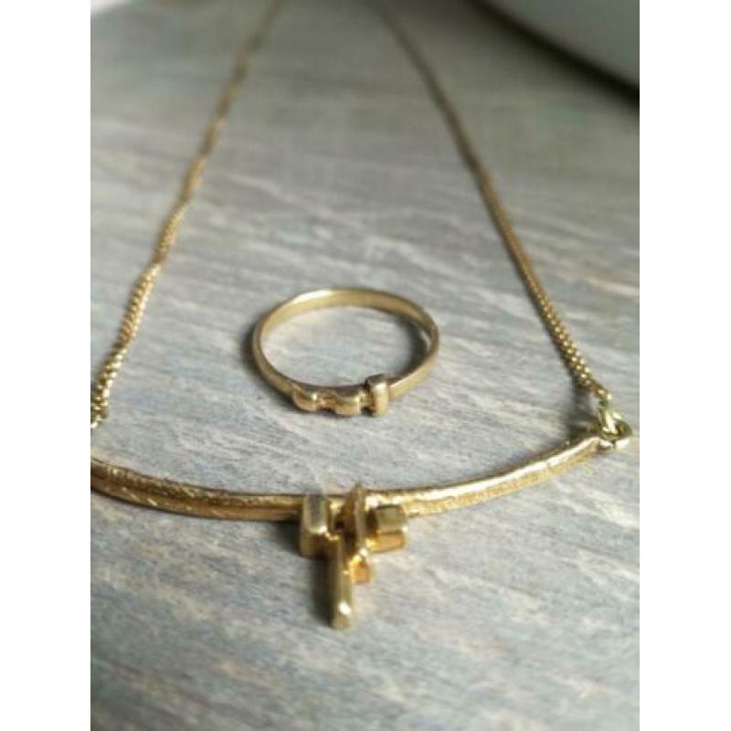 ?? Prachtige 18 krt gouden ketting met ring
