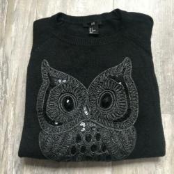Trui zwart uil | H&M | Maat S (36)