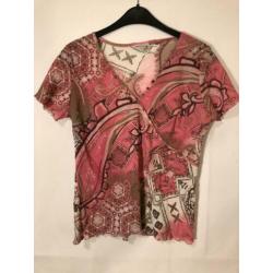Y3 Miara Roze Bruin Top S Korte Mouw V-hals Zilver Gesculpt