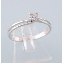 18 karaat Wit Gouden Solitair Ring grote 0.08 crt Briljant